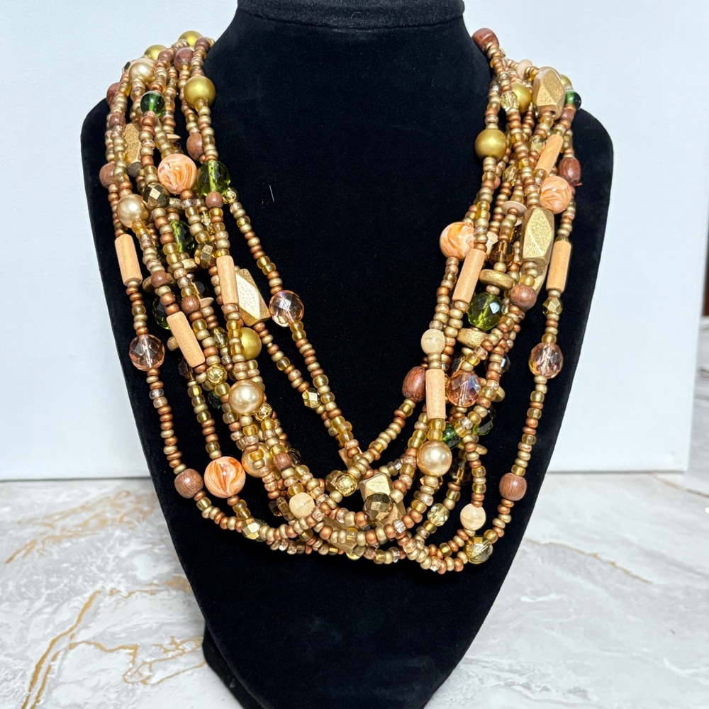 Joan Rivers Gold and Brown Multi-Strand vintage Necklace